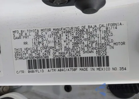 2014 Toyota Tacoma Base V6 from USA, damaged, VIN 3TMMU4FN9EM066308